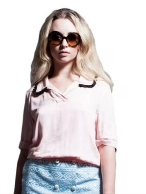 Nwt ALICES PIG Retro 60s 70s Boho Pink Short Sleeve Blouse Top Contrast Preppy